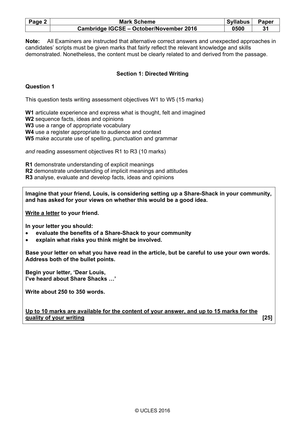 Mark scheme, page 2 of 8