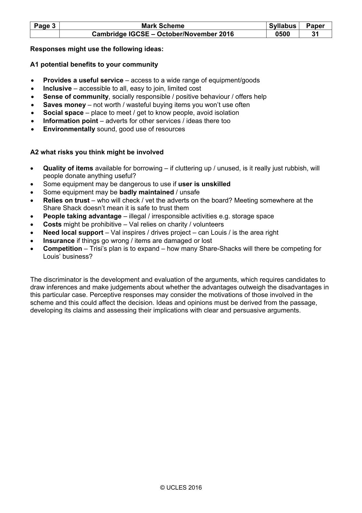 Mark scheme, page 3 of 8