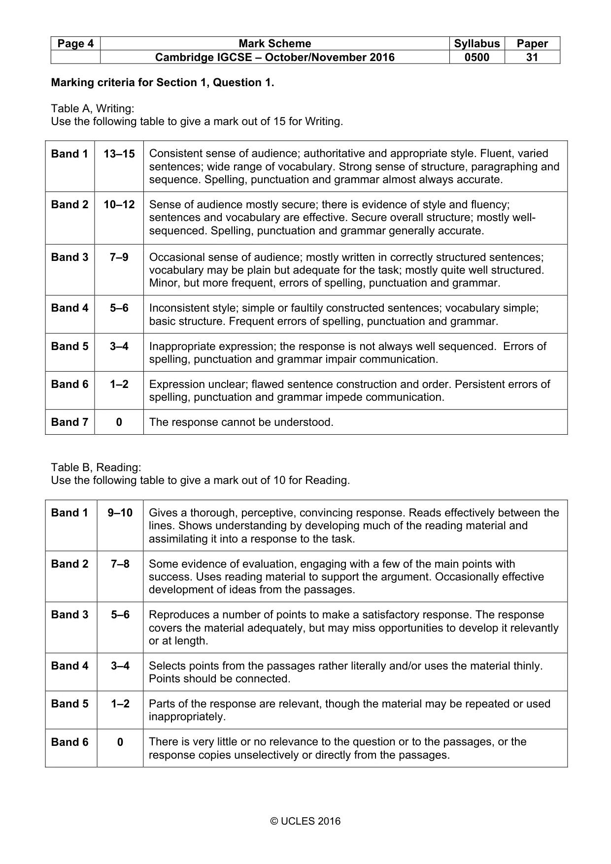 Mark scheme, page 4 of 8