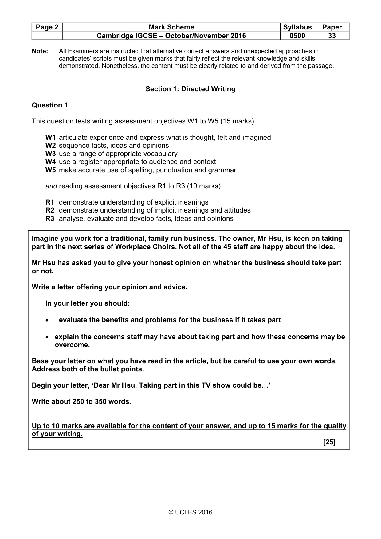 Mark scheme, page 2 of 8