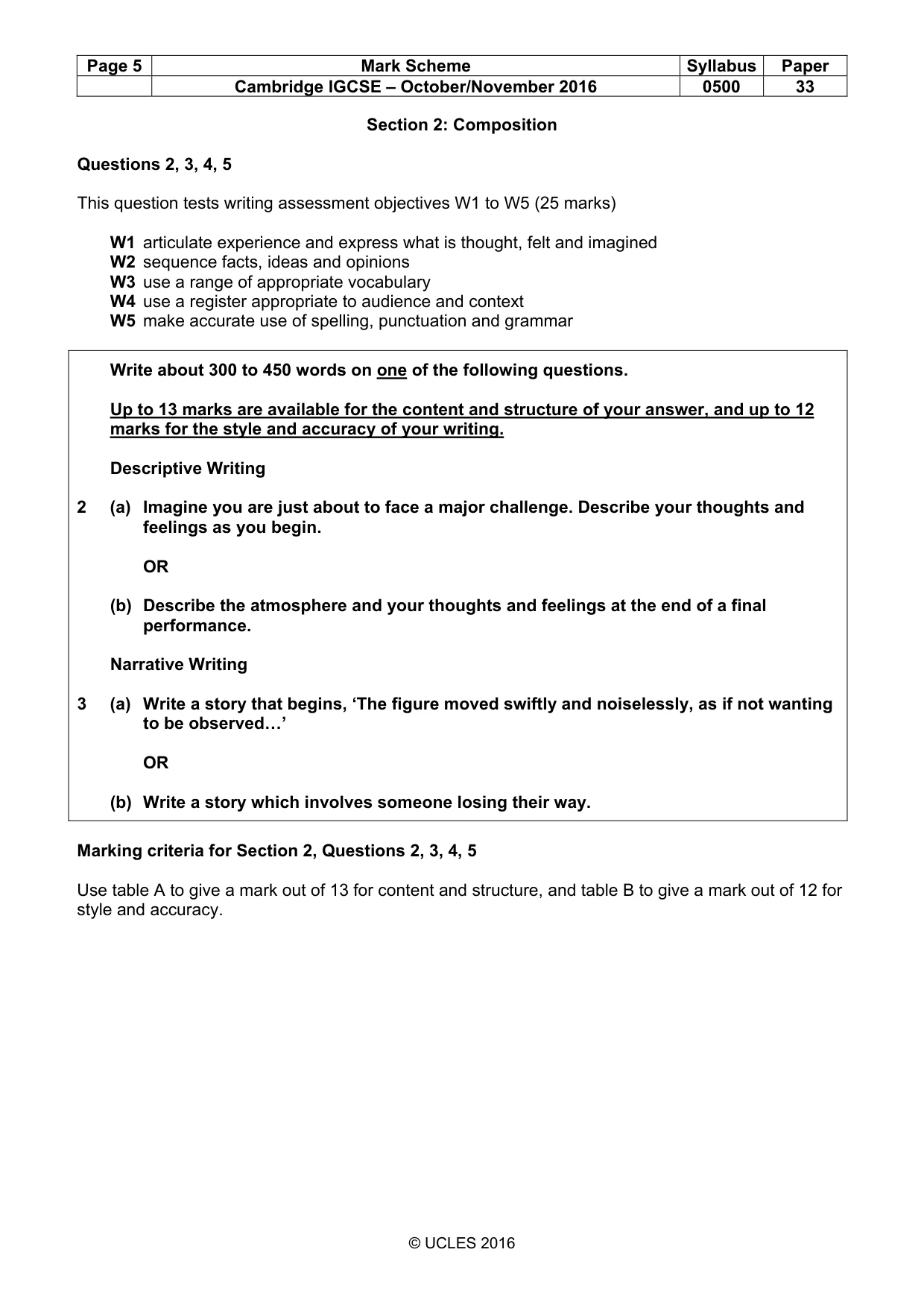Mark scheme, page 5 of 8