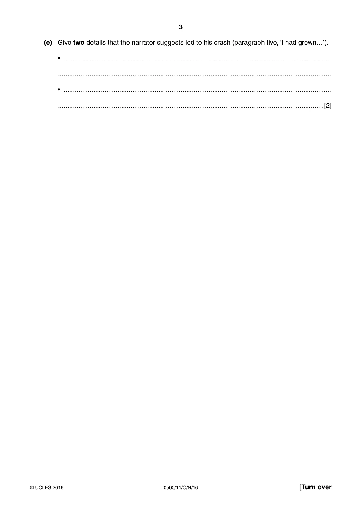 Cambridge IGCSE English - First Language 0500 2016 Oct/Nov Paper 1 · Variant 1 question paper, page 3 of 12