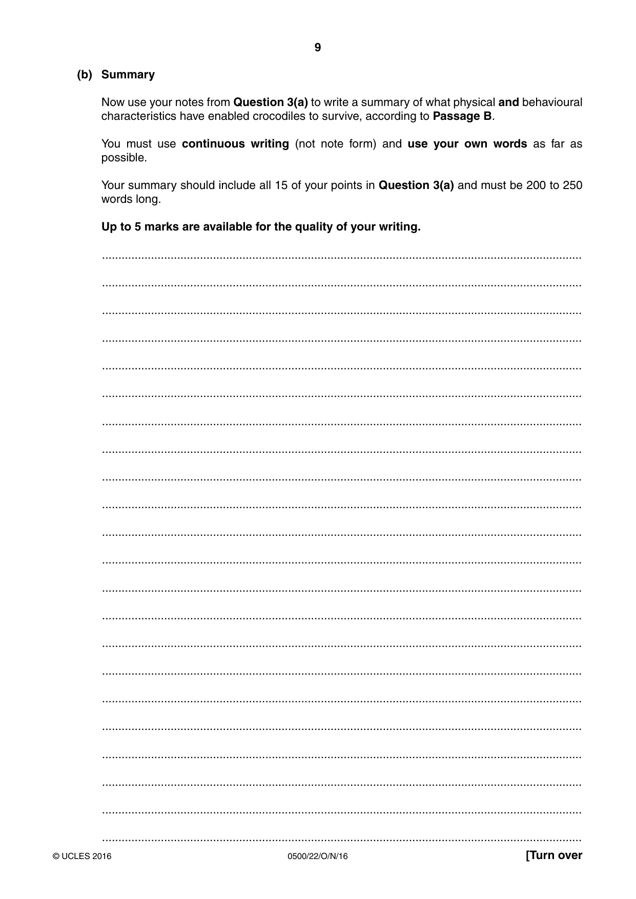 Cambridge IGCSE English - First Language 0500 2016 Oct/Nov Paper 2 · Variant 2 question paper, page 9 of 12