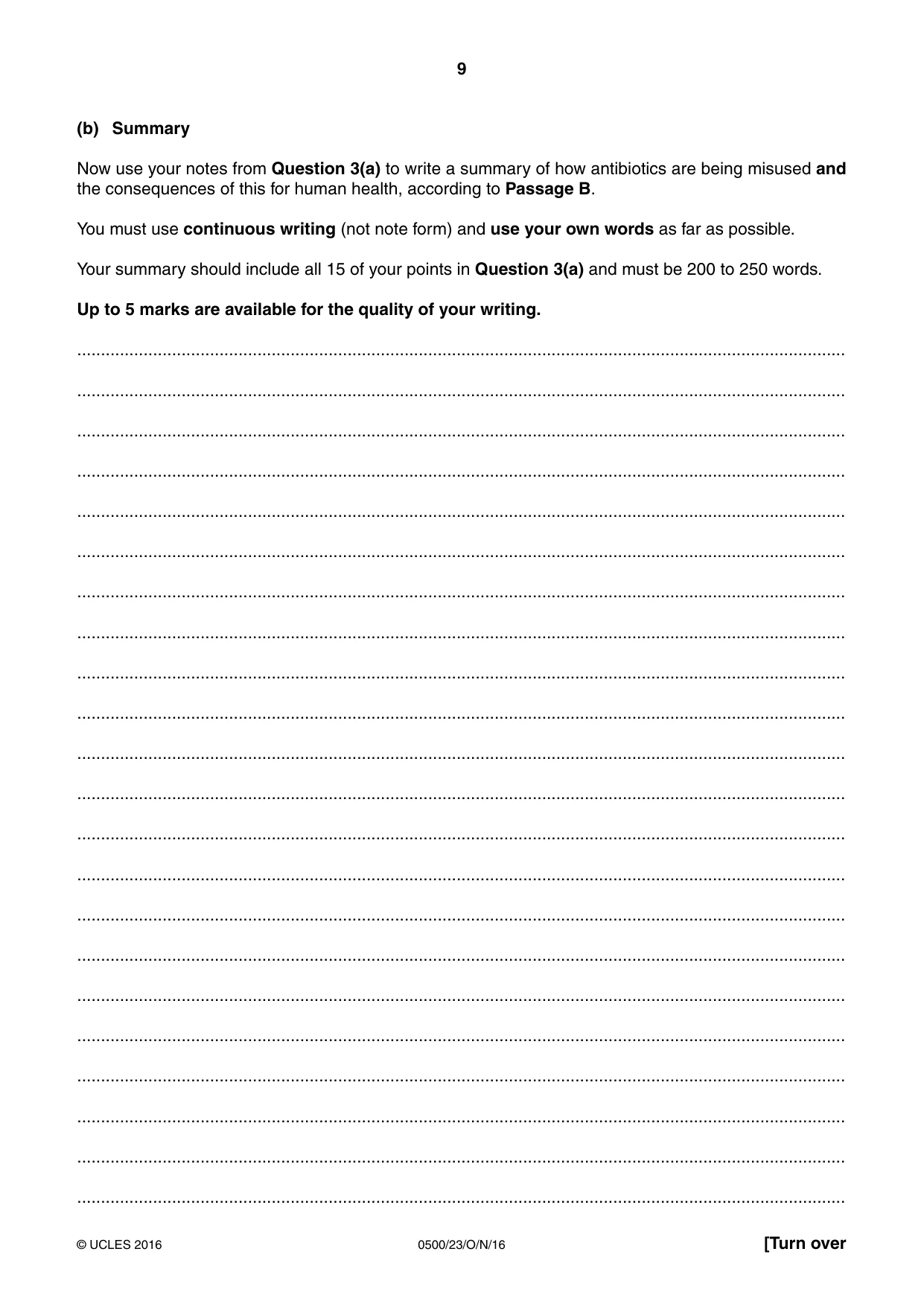 Cambridge IGCSE English - First Language 0500 2016 Oct/Nov Paper 2 · Variant 3 question paper, page 9 of 12