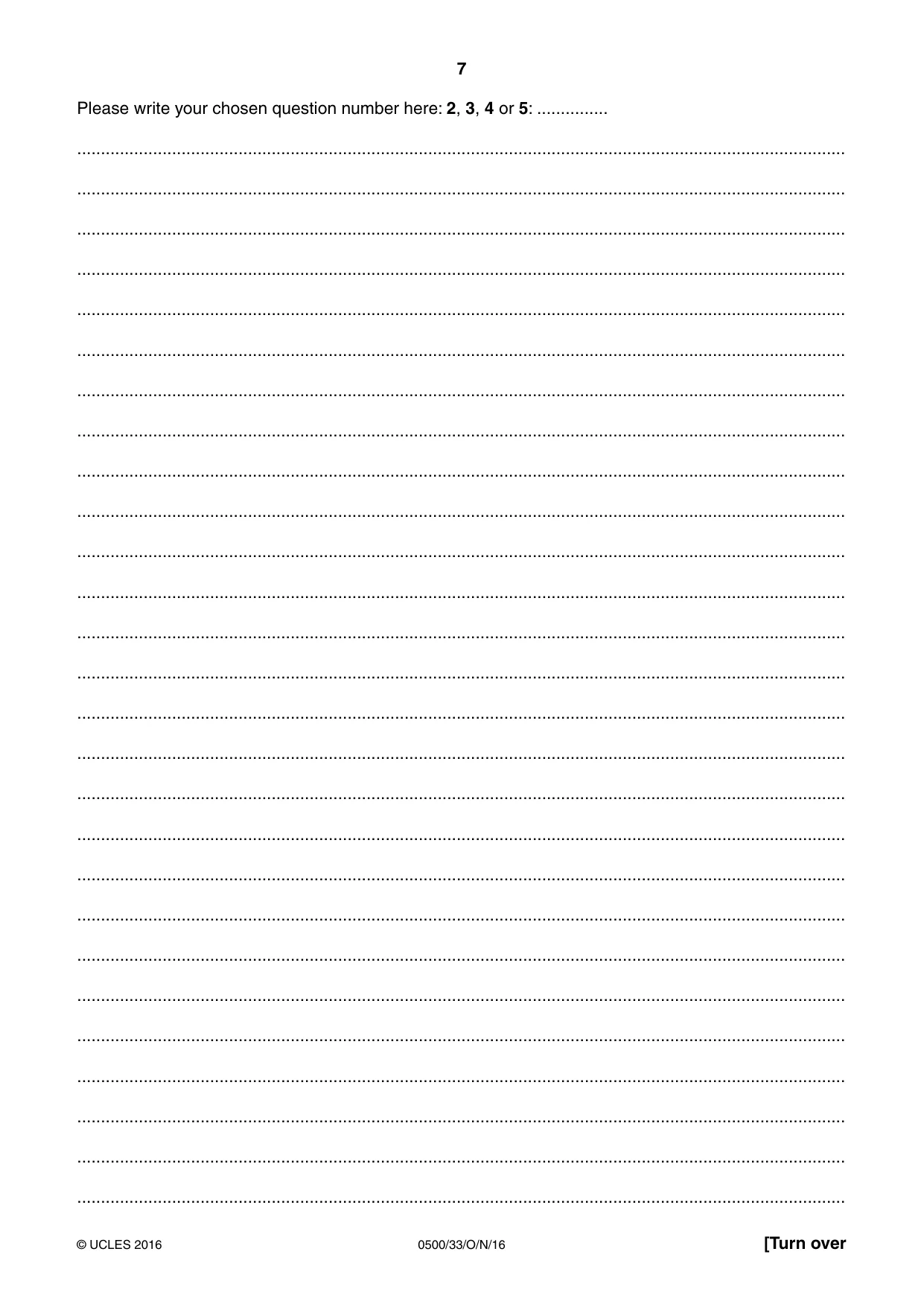 Cambridge IGCSE English - First Language 0500 2016 Oct/Nov Paper 3 · Variant 3 question paper, page 7 of 12