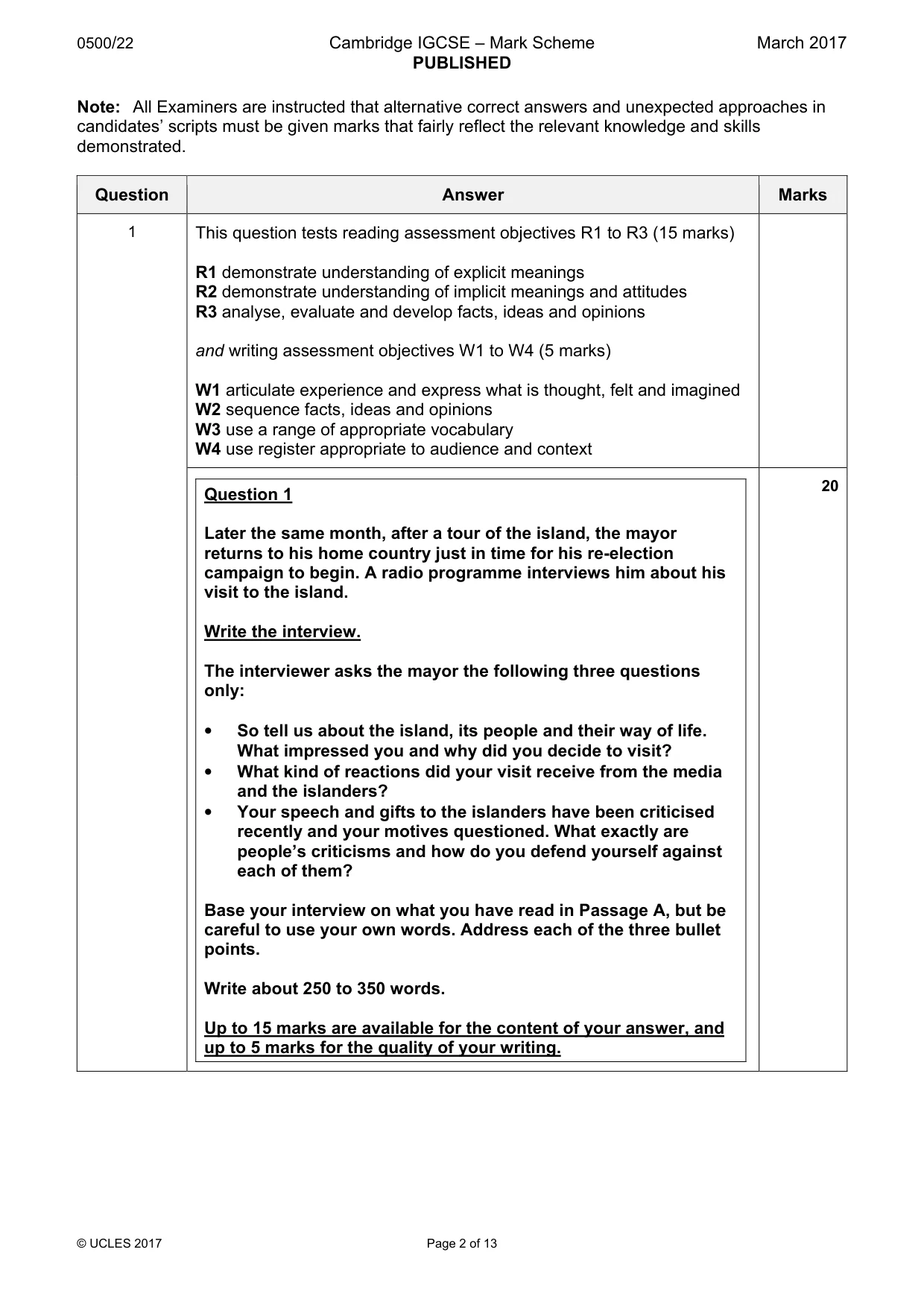 Mark scheme, page 2 of 13