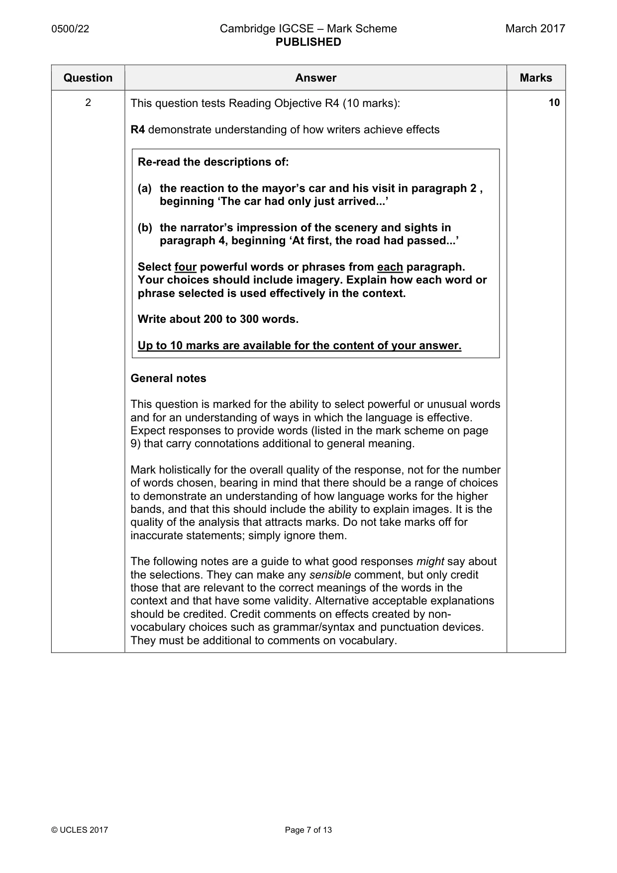 Mark scheme, page 7 of 13