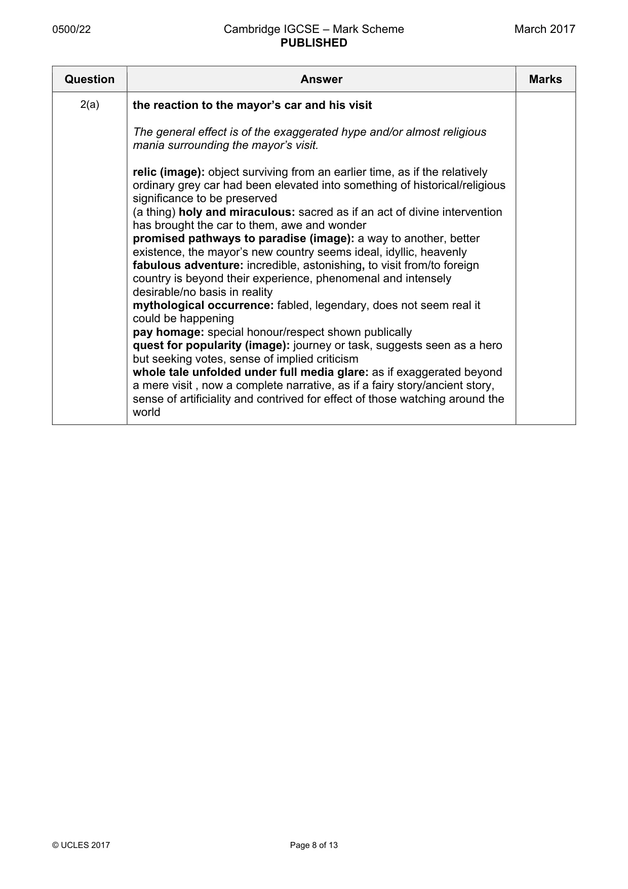 Mark scheme, page 8 of 13