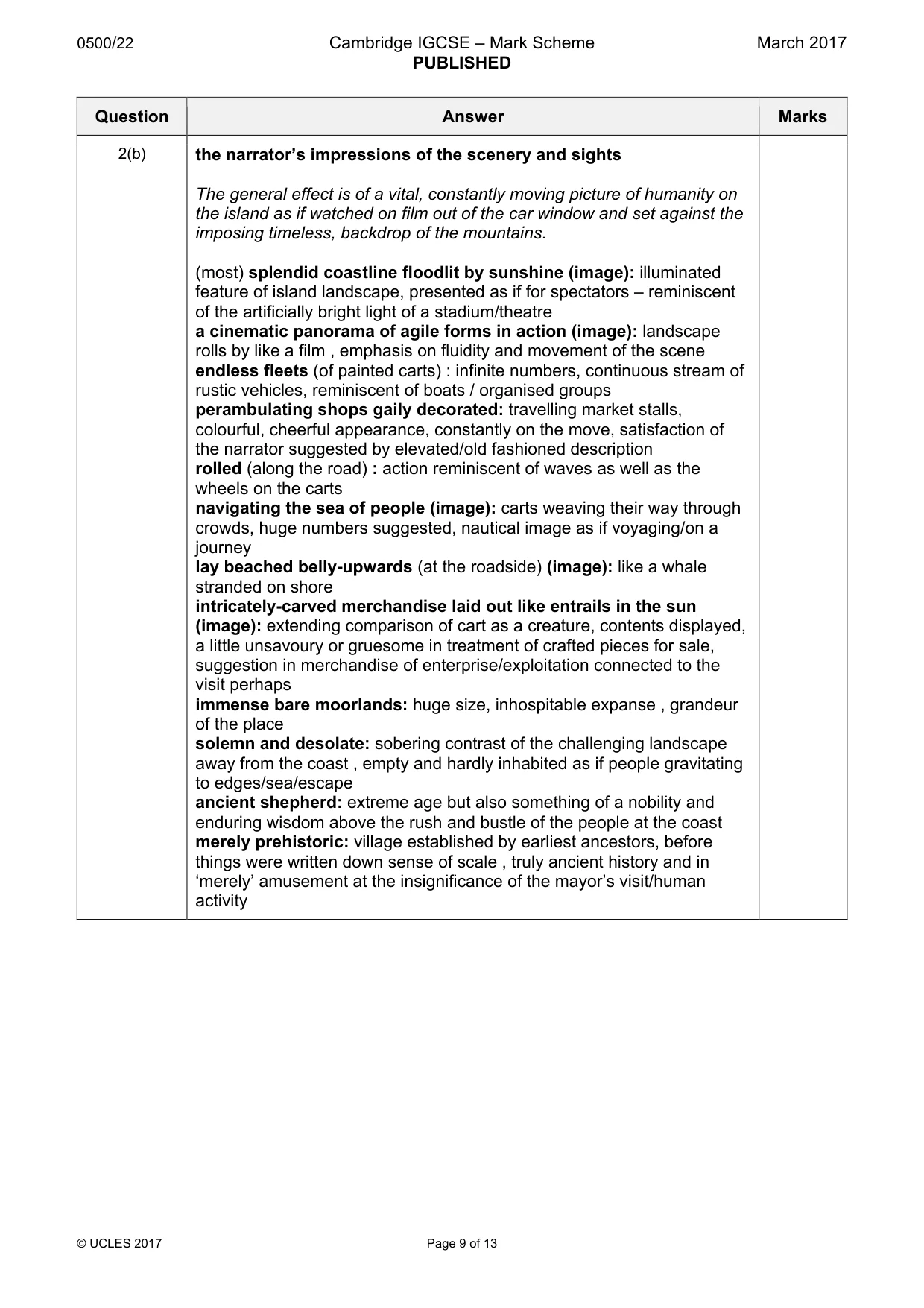 Mark scheme, page 9 of 13