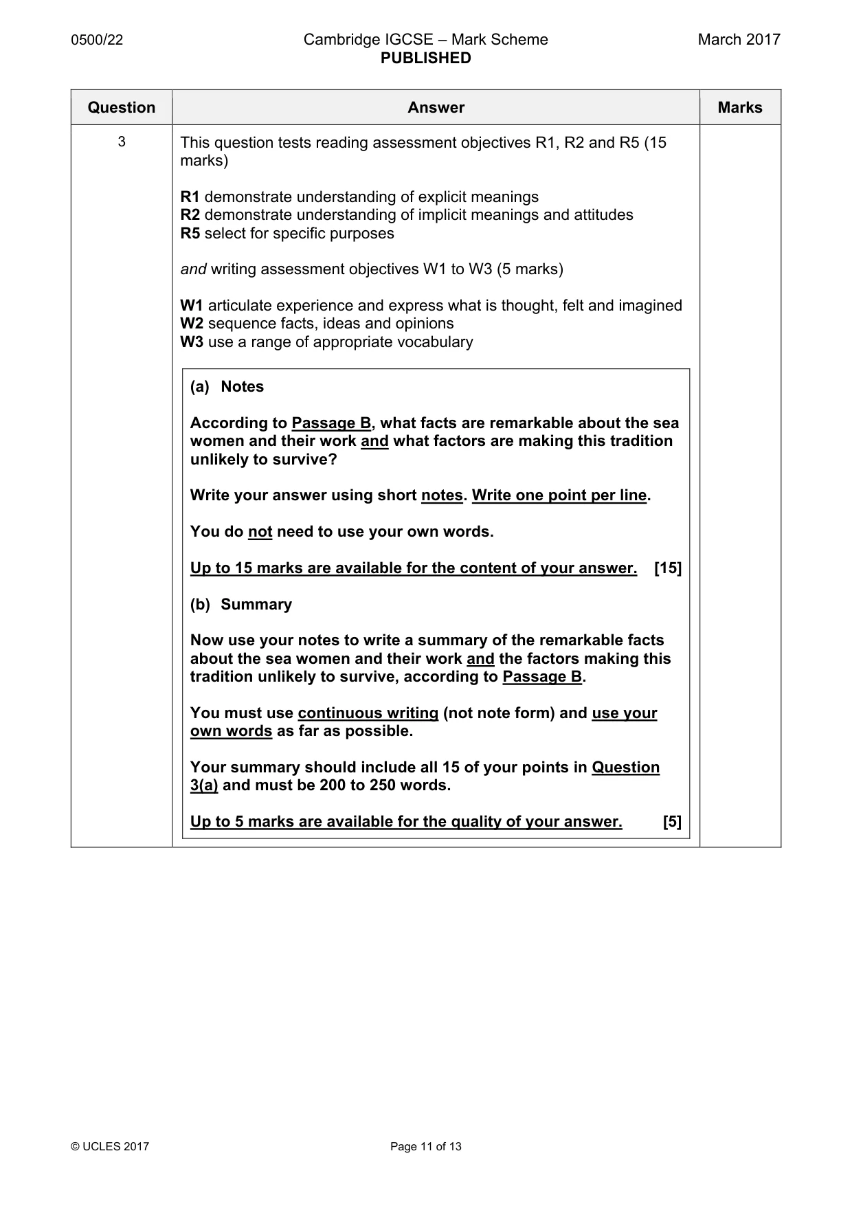 Mark scheme, page 11 of 13