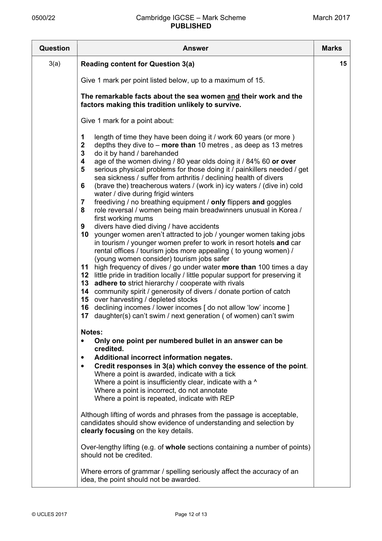 Mark scheme, page 12 of 13