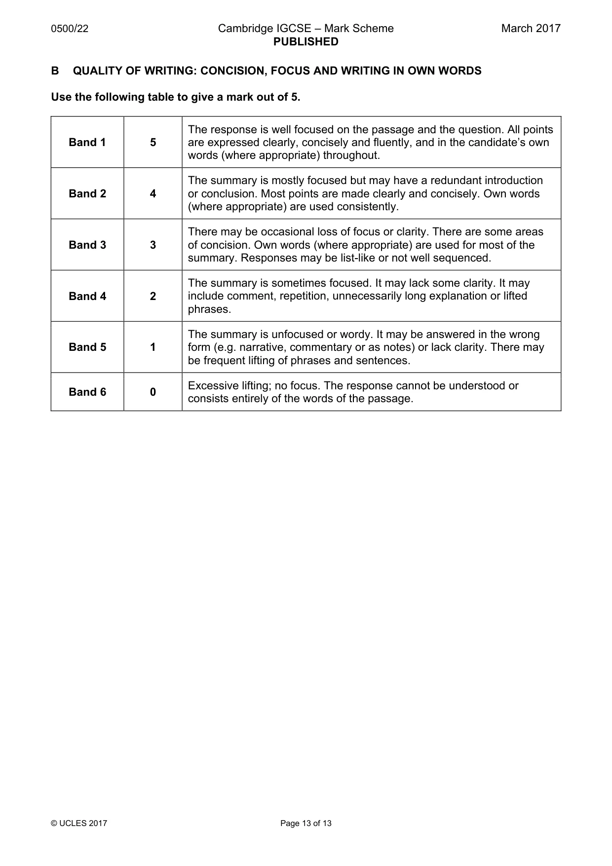 Mark scheme, page 13 of 13
