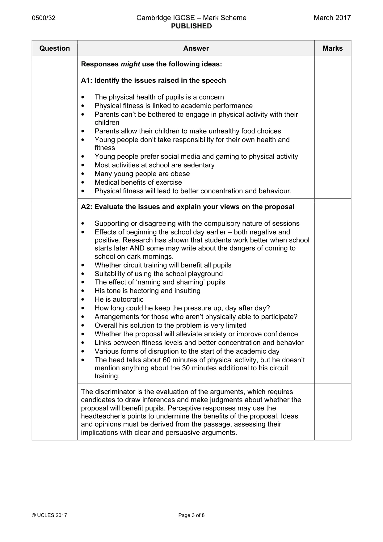 Mark scheme, page 3 of 8