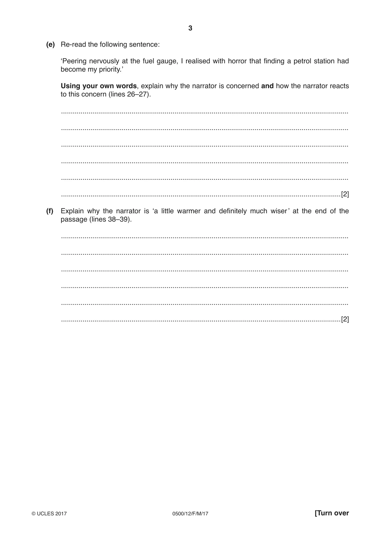 Cambridge IGCSE English - First Language 0500 2017 Feb/March Paper 1 · Variant 2 question paper, page 3 of 12