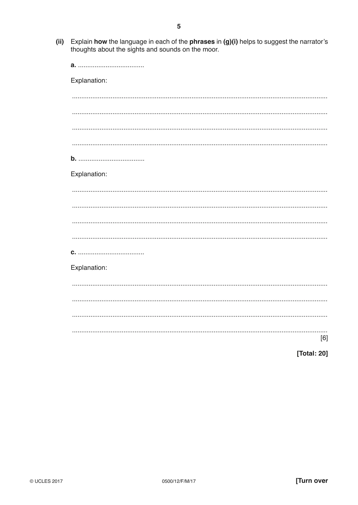 Cambridge IGCSE English - First Language 0500 2017 Feb/March Paper 1 · Variant 2 question paper, page 5 of 12