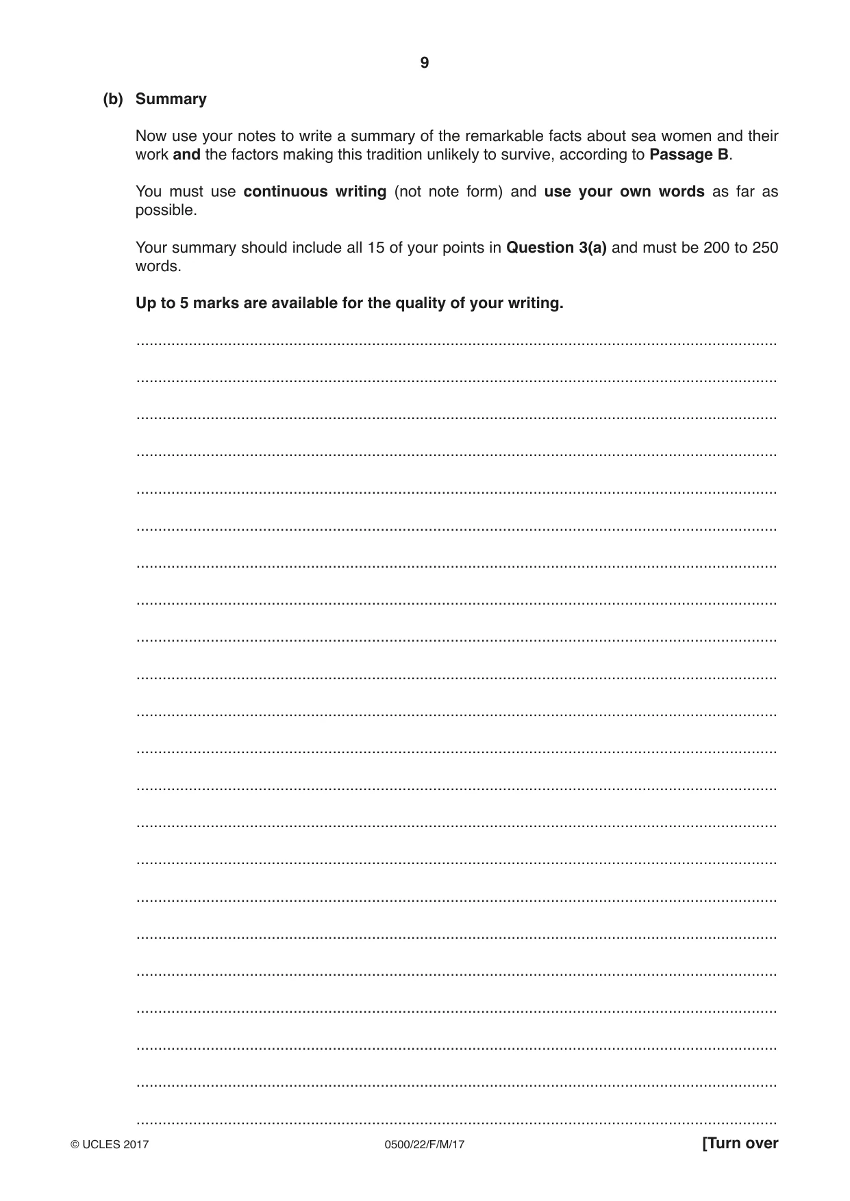 Cambridge IGCSE English - First Language 0500 2017 Feb/March Paper 2 · Variant 2 question paper, page 9 of 12