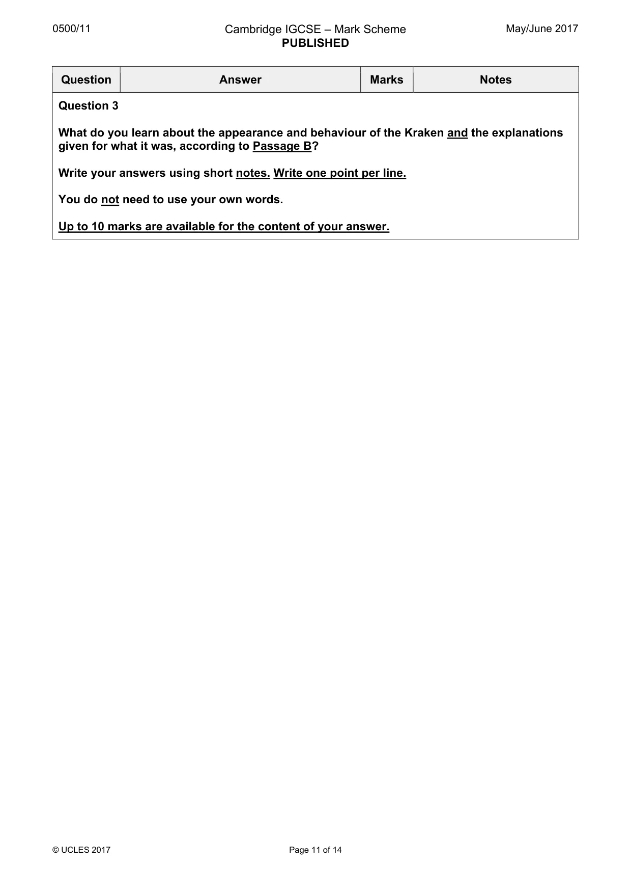 Mark scheme, page 11 of 14