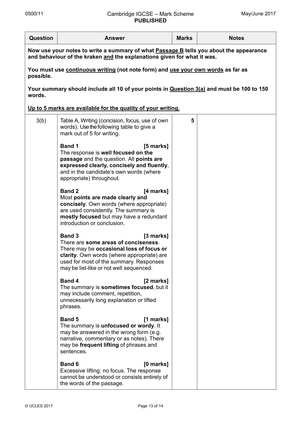 Mark scheme, page 13 of 14