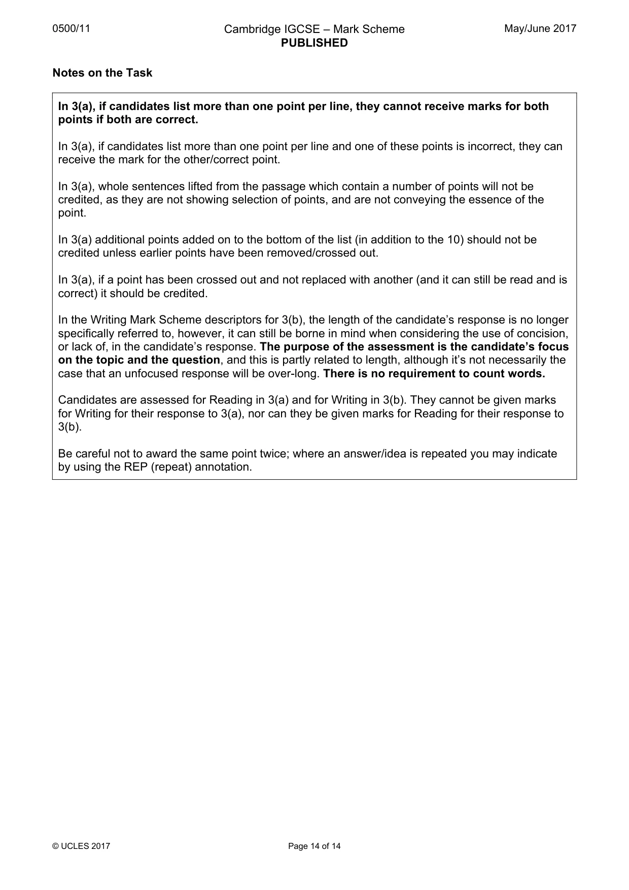 Mark scheme, page 14 of 14