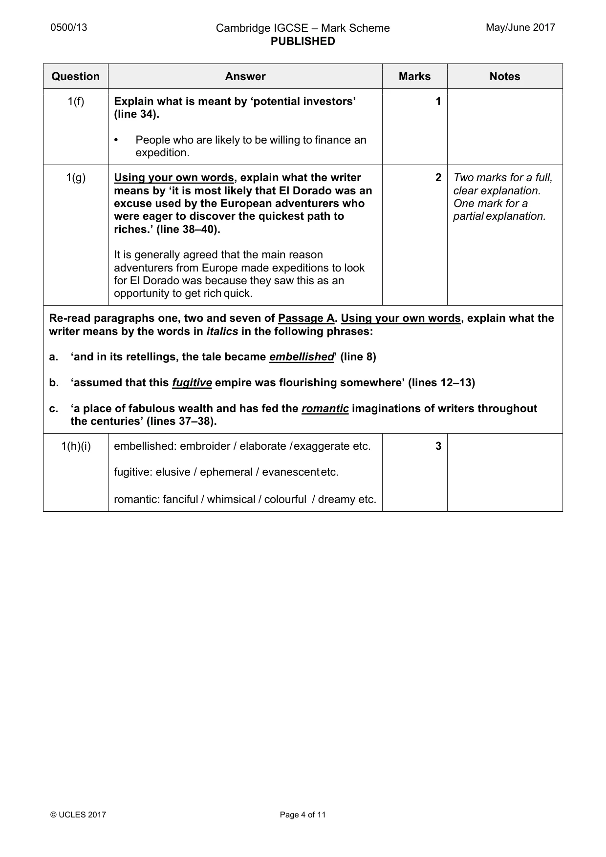 Mark scheme, page 4 of 11