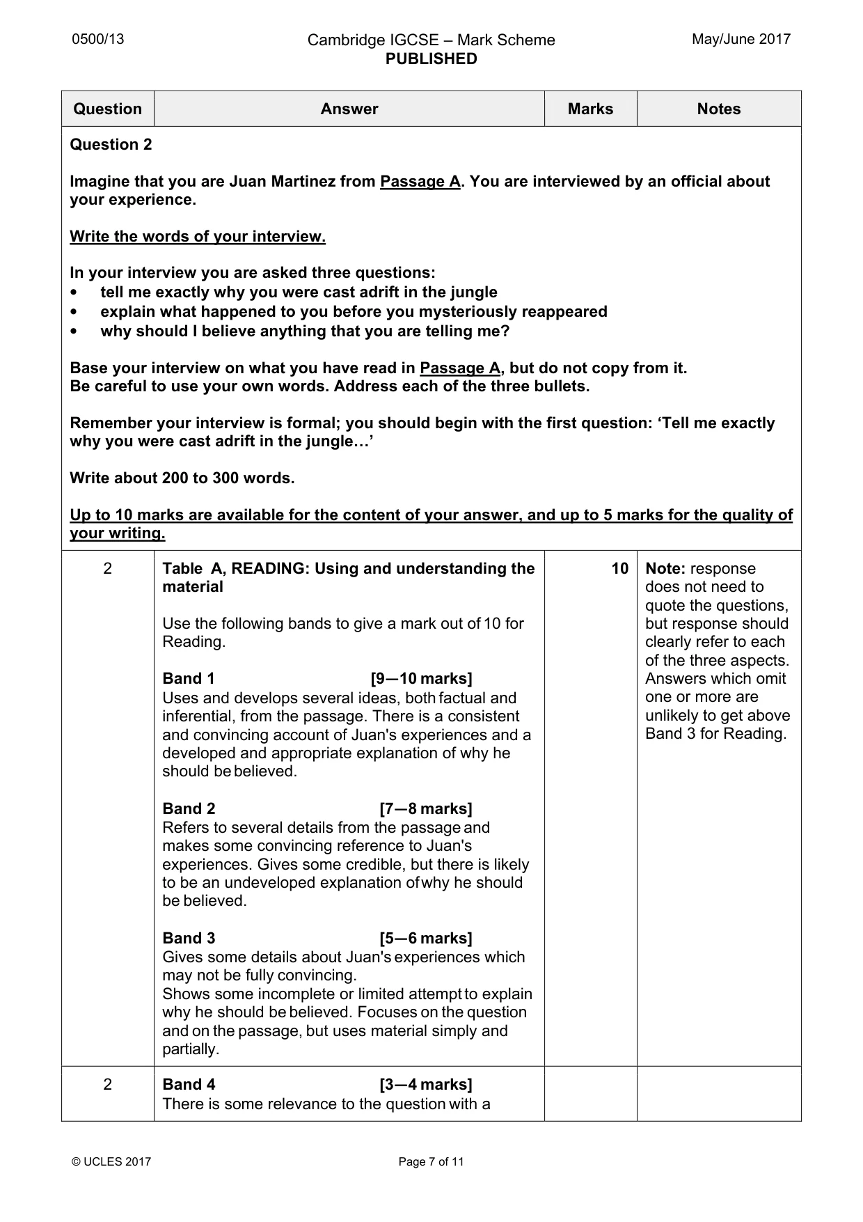 Mark scheme, page 7 of 11