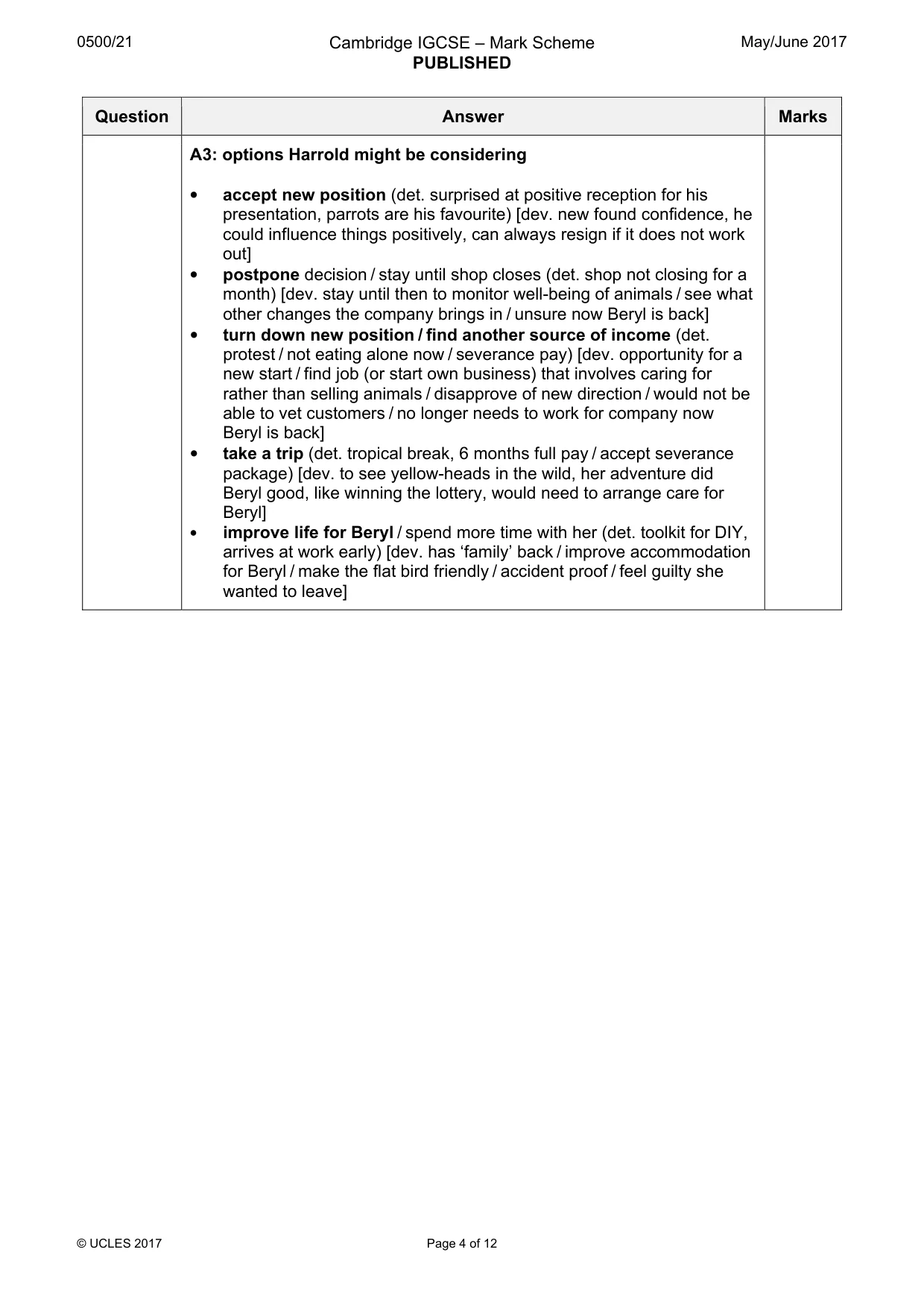Mark scheme, page 4 of 12
