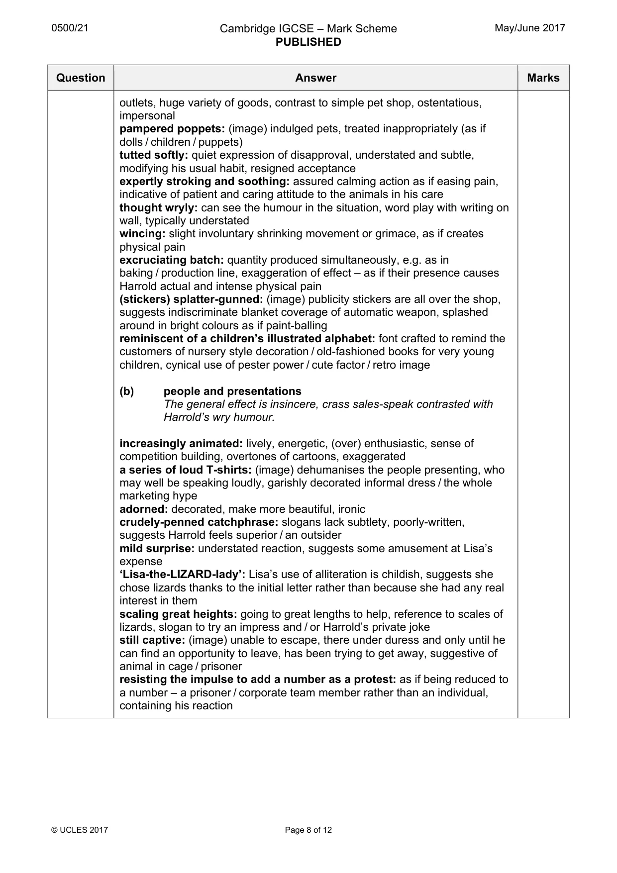 Mark scheme, page 8 of 12