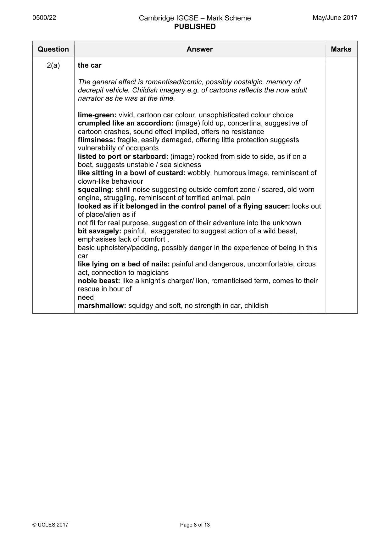 Mark scheme, page 8 of 13