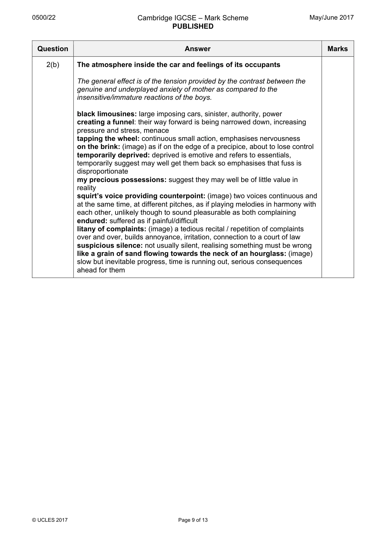 Mark scheme, page 9 of 13