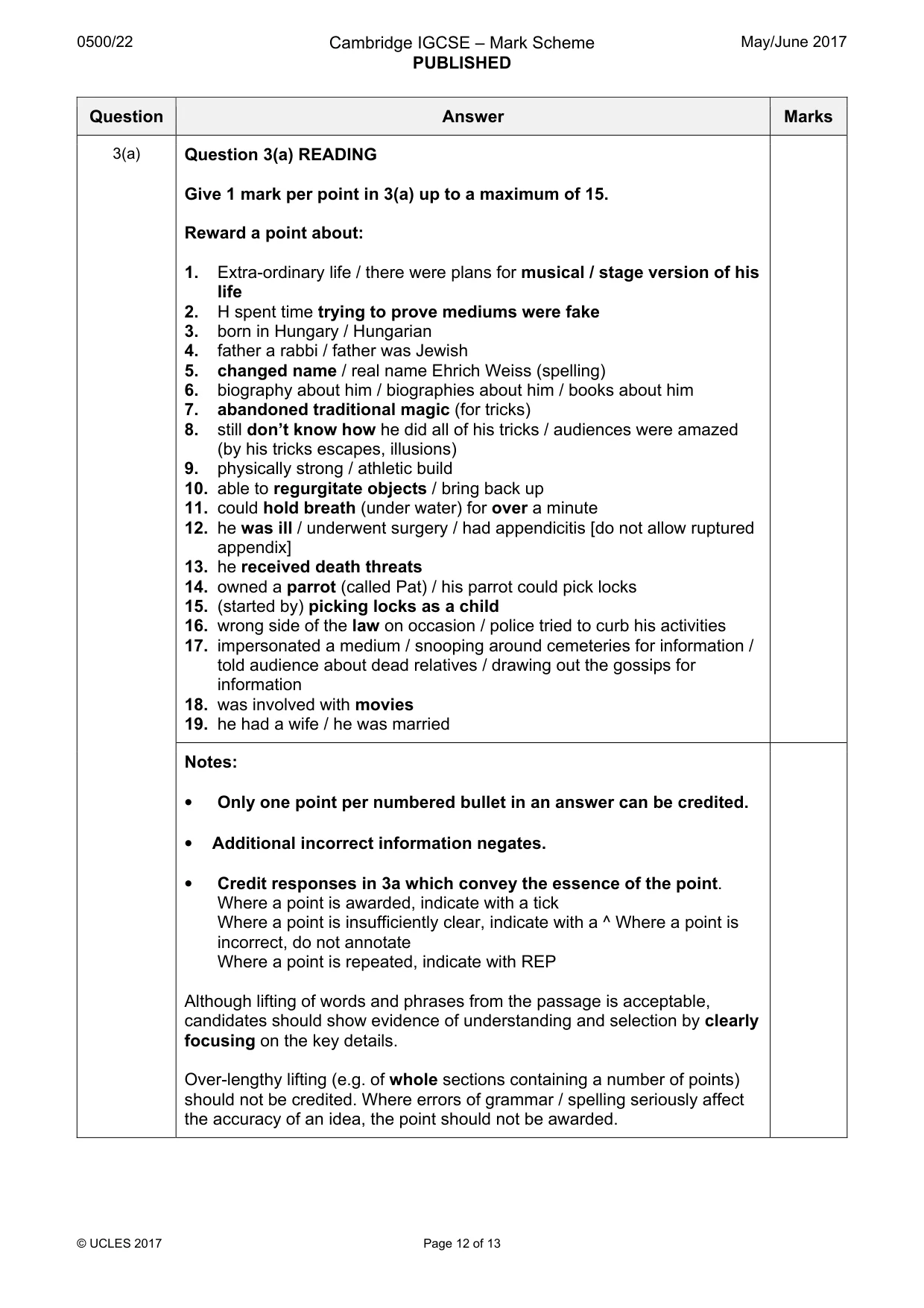 Mark scheme, page 12 of 13