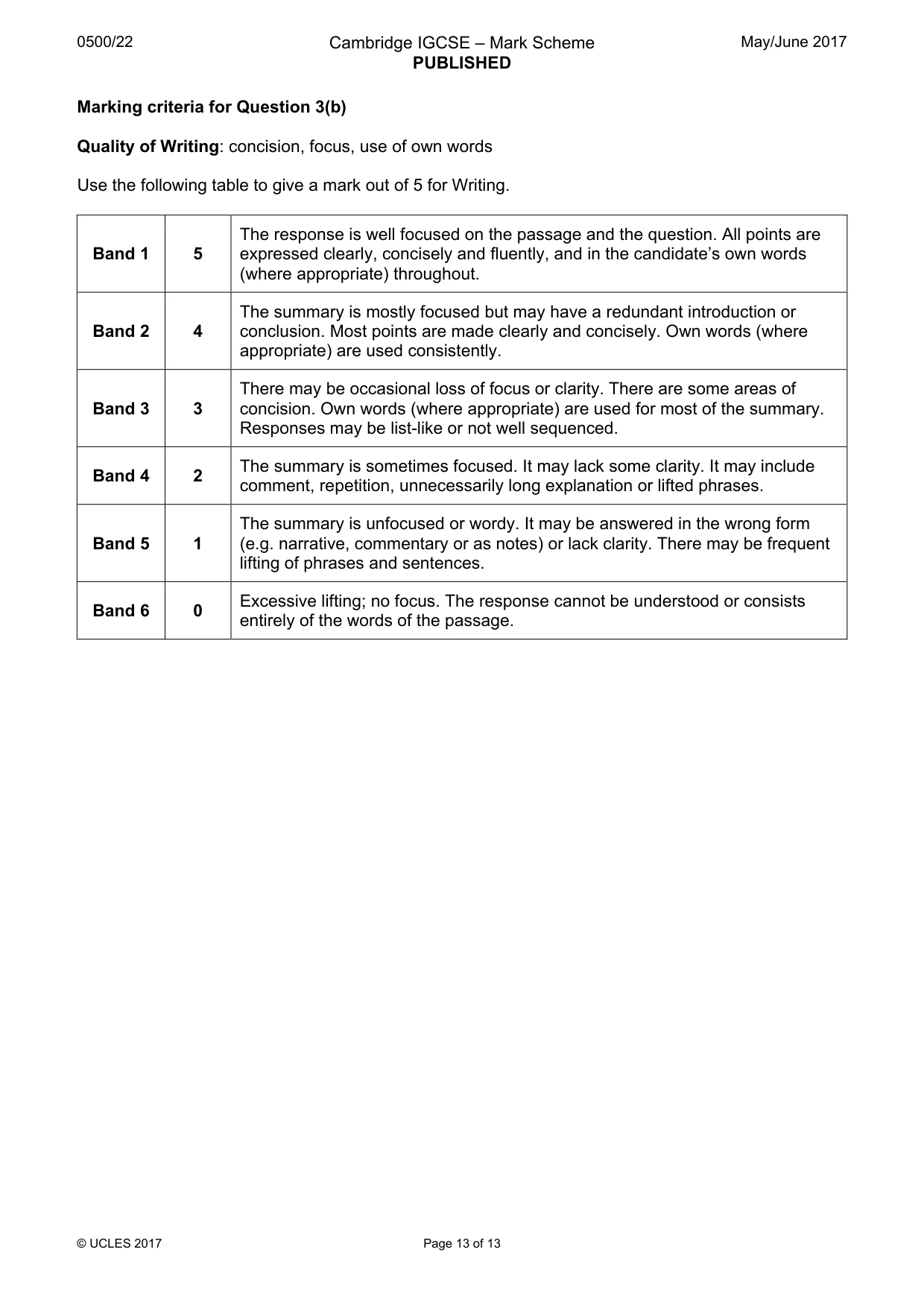 Mark scheme, page 13 of 13