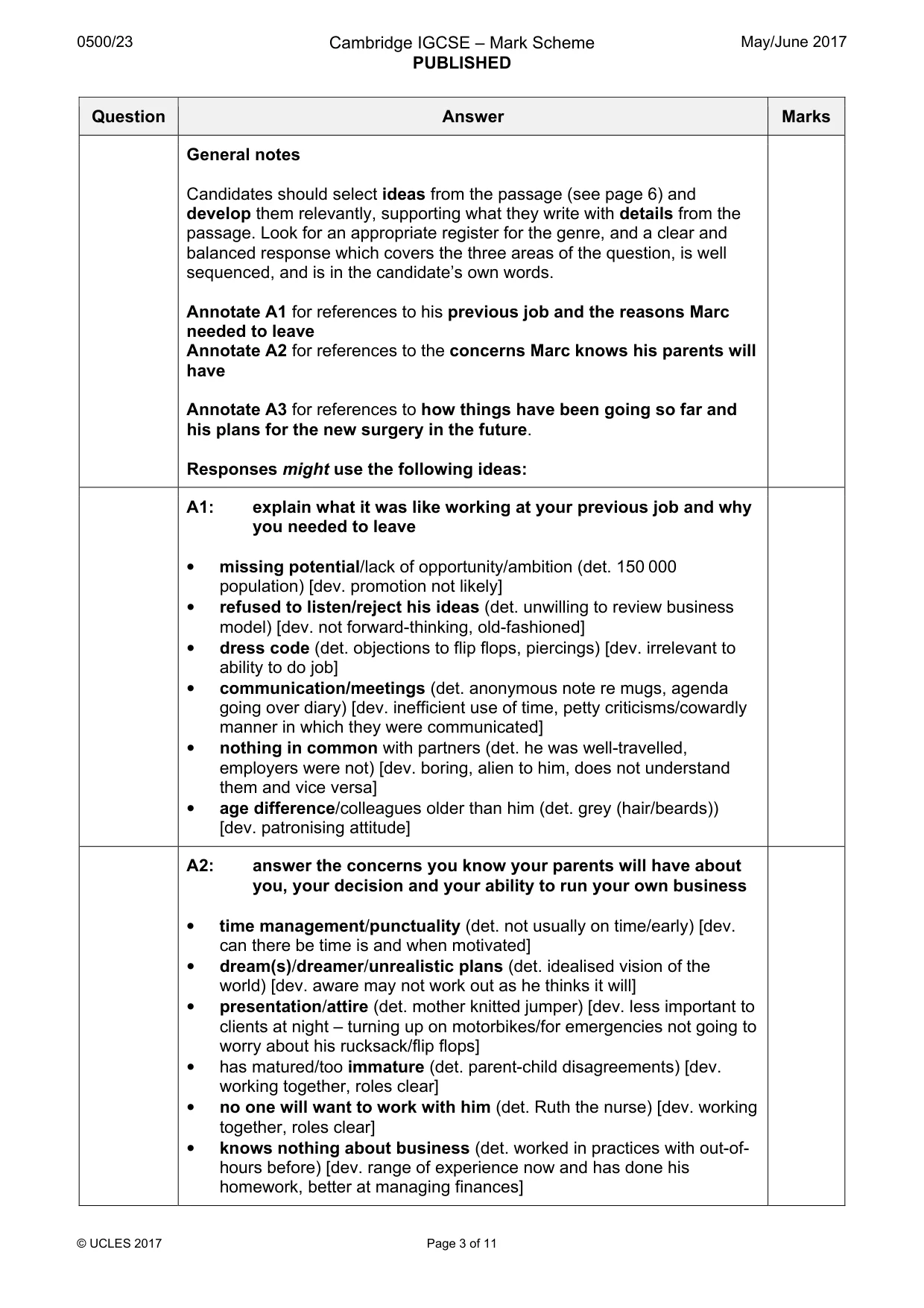 Mark scheme, page 3 of 11