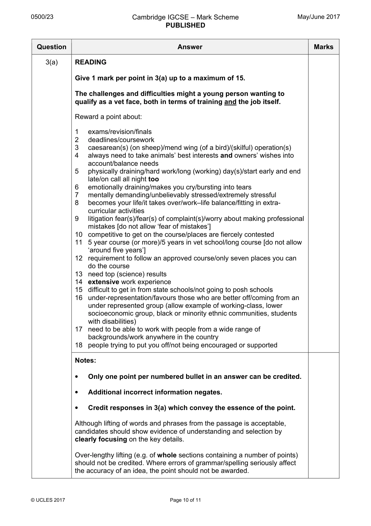 Mark scheme, page 10 of 11
