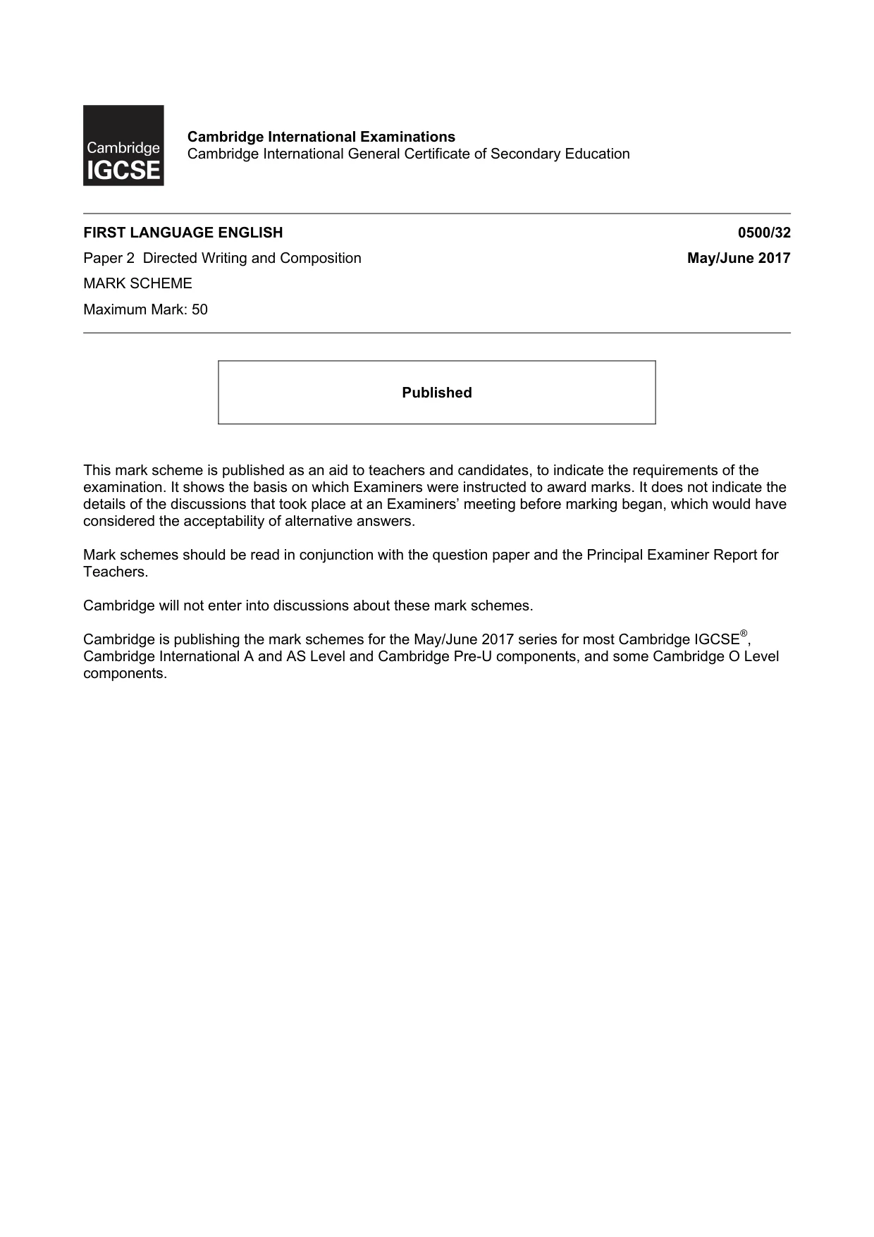 Mark scheme, page 1 of 8