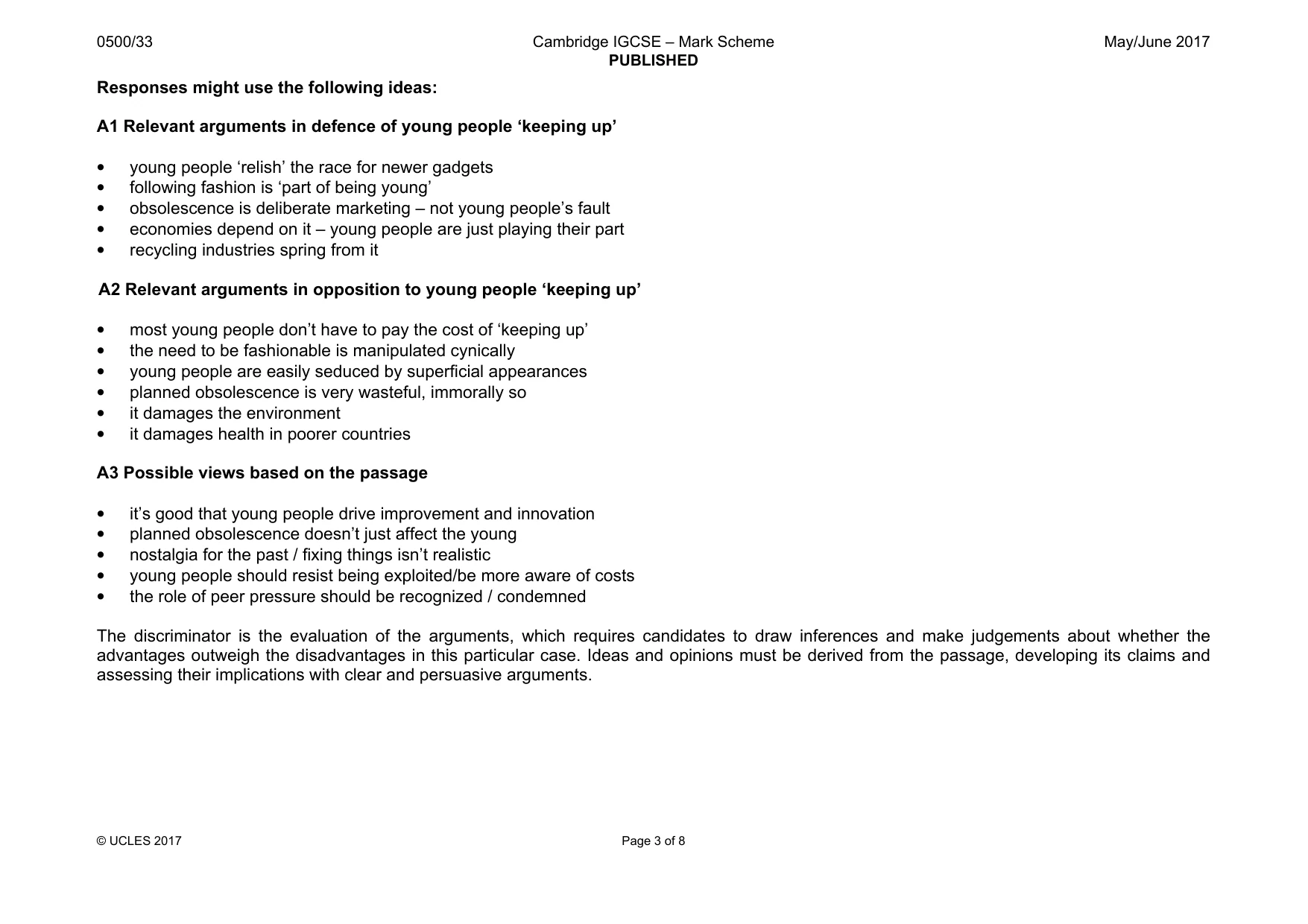 Mark scheme, page 3 of 8