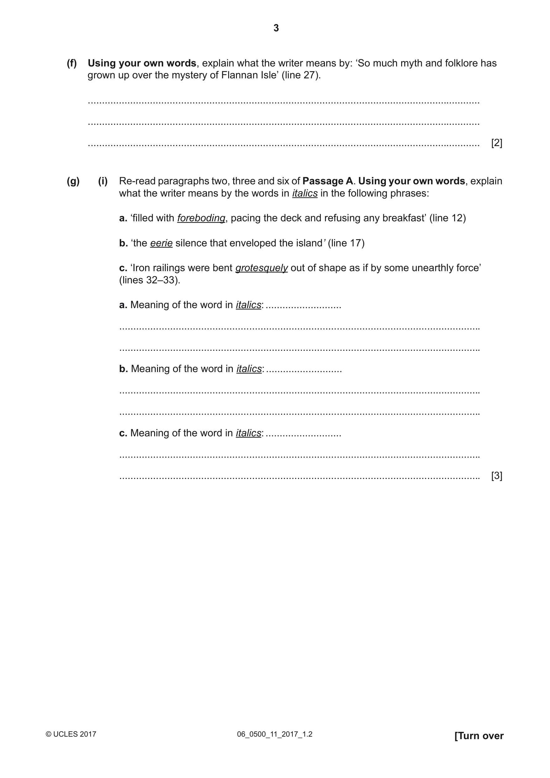 Cambridge IGCSE English - First Language 0500 2017 May/June Paper 1 · Variant 1 question paper, page 3 of 12