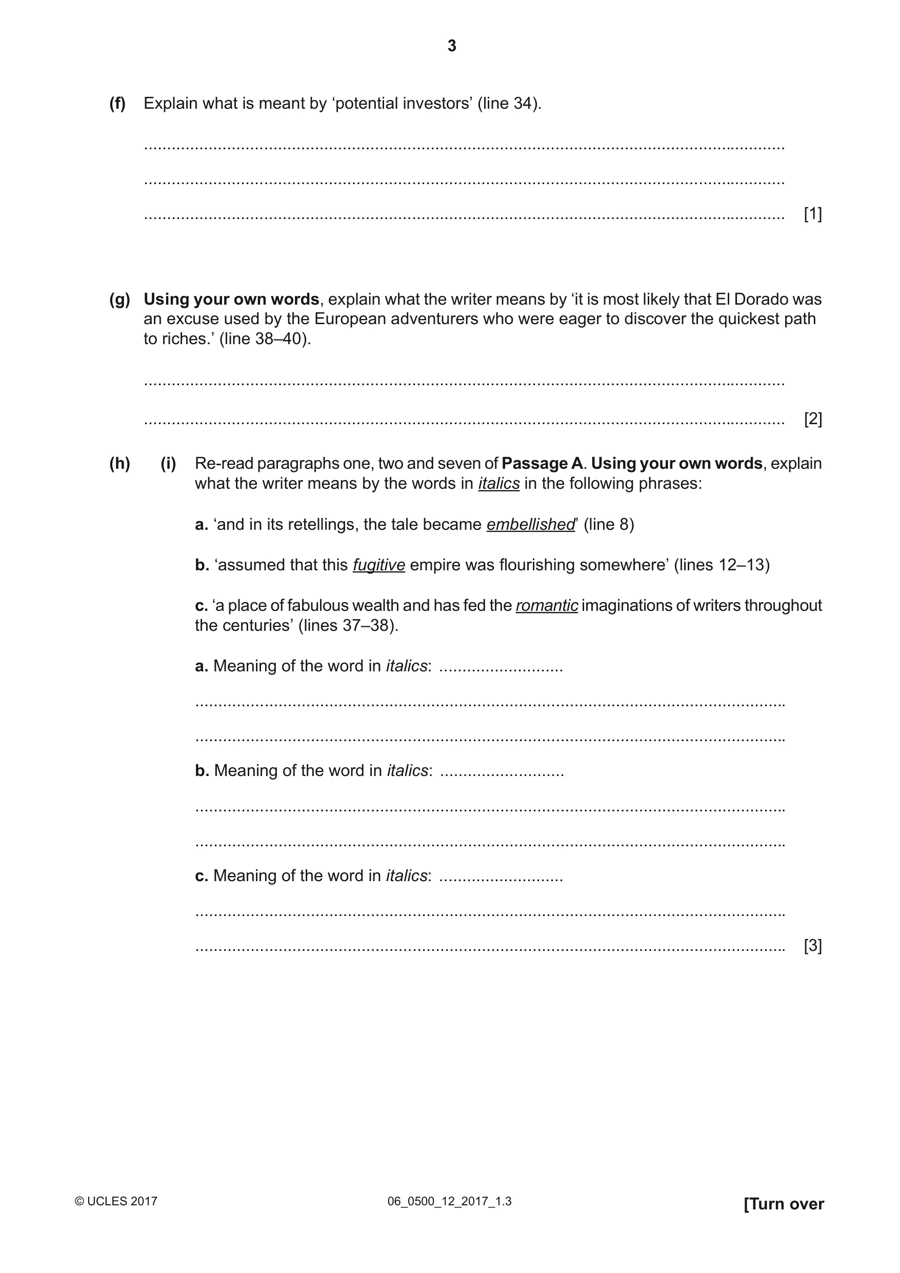 Cambridge IGCSE English - First Language 0500 2017 May/June Paper 1 · Variant 2 question paper, page 3 of 12