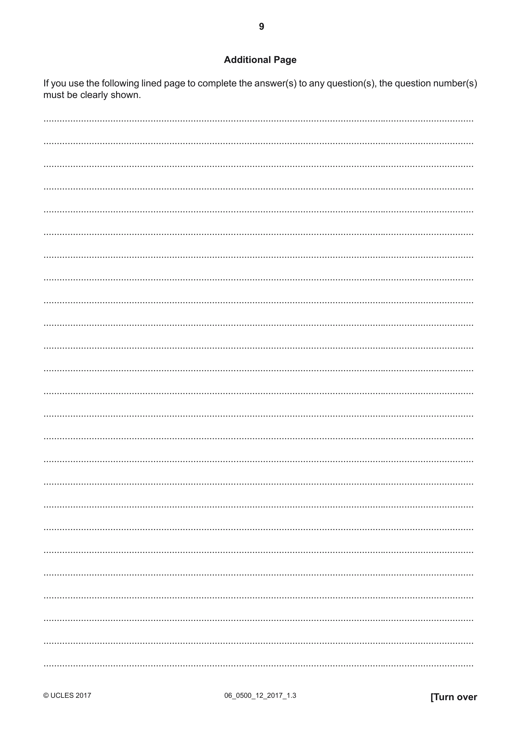 Cambridge IGCSE English - First Language 0500 2017 May/June Paper 1 · Variant 2 question paper, page 9 of 12