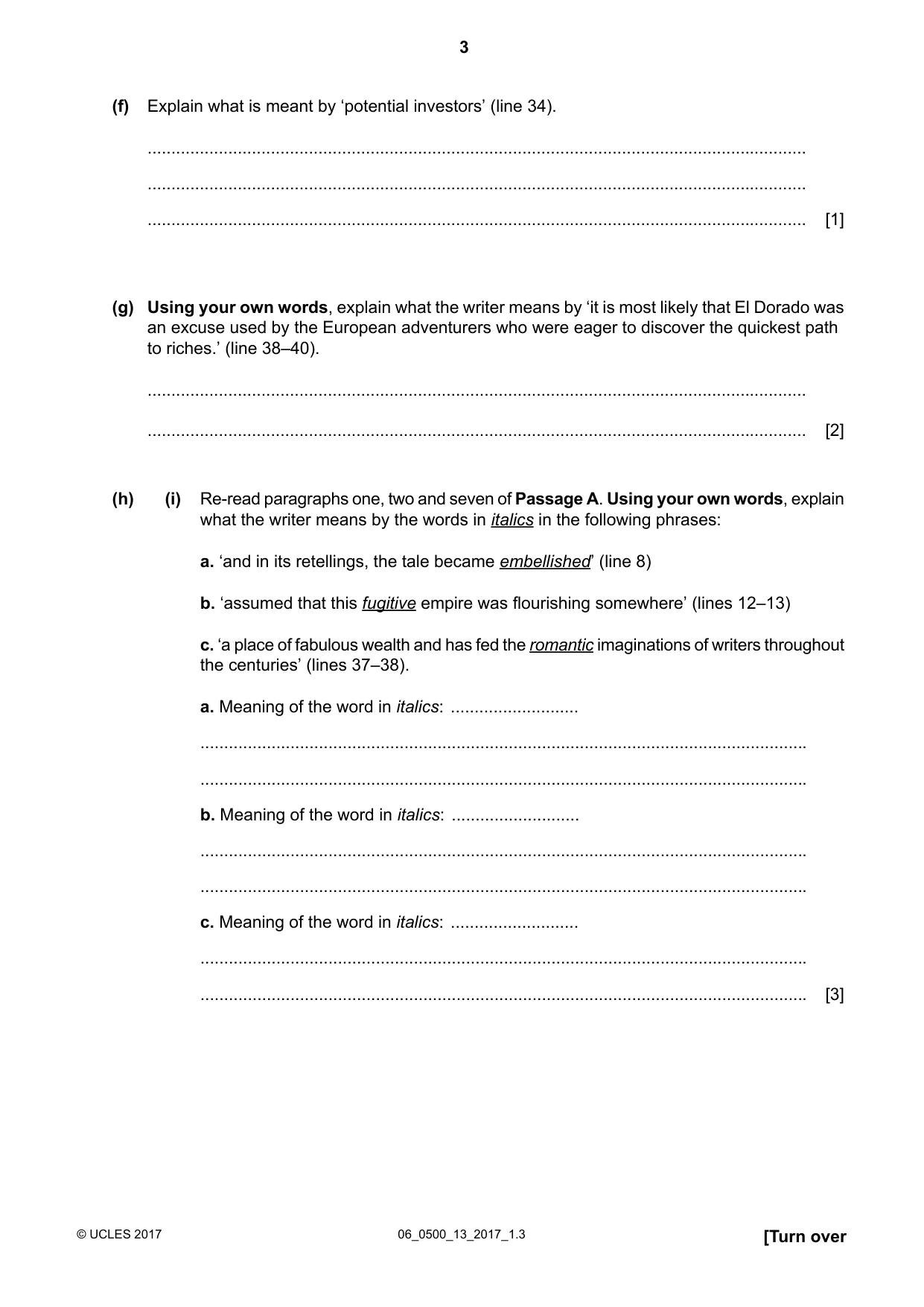 Cambridge IGCSE English - First Language 0500 2017 May/June Paper 1 · Variant 3 question paper, page 3 of 12