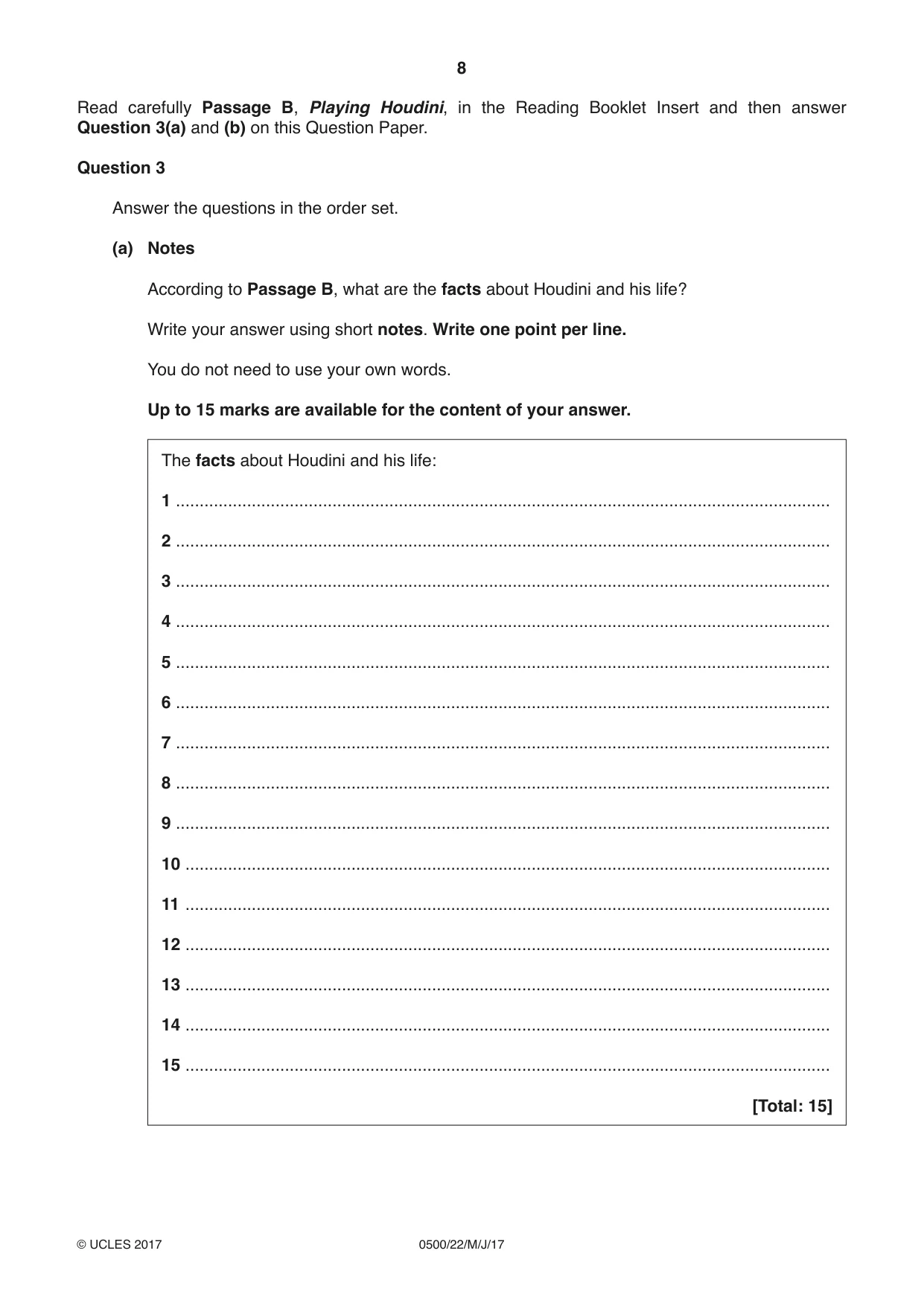 Cambridge IGCSE English - First Language 0500 2017 May/June Paper 2 · Variant 2 question paper, page 8 of 12
