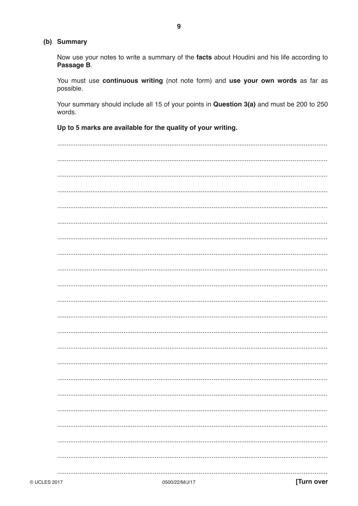 Cambridge IGCSE English - First Language 0500 2017 May/June Paper 2 · Variant 2 question paper, page 9 of 12