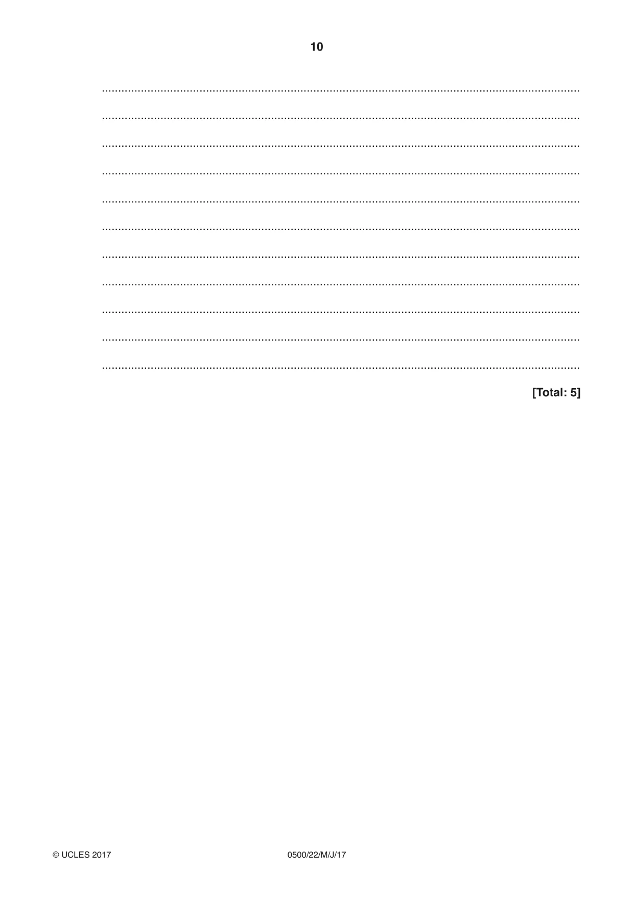 Cambridge IGCSE English - First Language 0500 2017 May/June Paper 2 · Variant 2 question paper, page 10 of 12