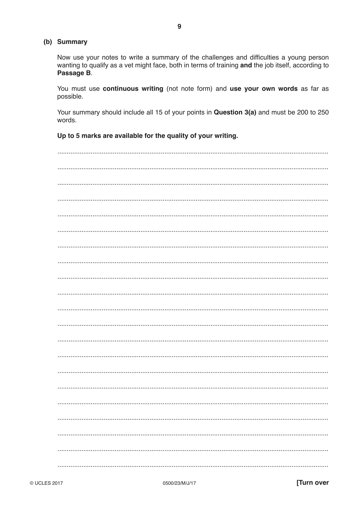 Cambridge IGCSE English - First Language 0500 2017 May/June Paper 2 · Variant 3 question paper, page 9 of 12
