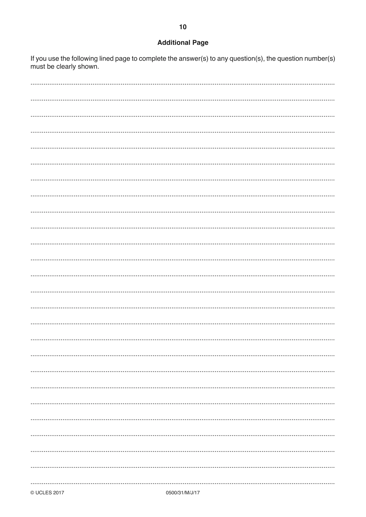 Cambridge IGCSE English - First Language 0500 2017 May/June Paper 3 · Variant 1 question paper, page 10 of 12