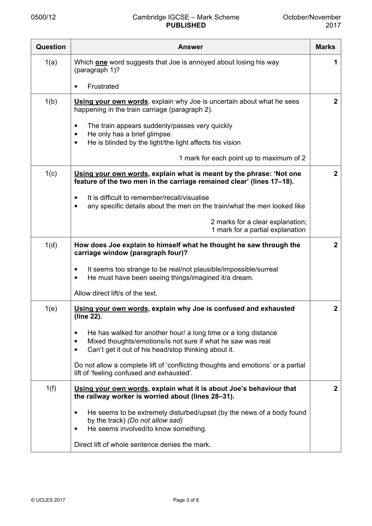 Mark scheme, page 3 of 8