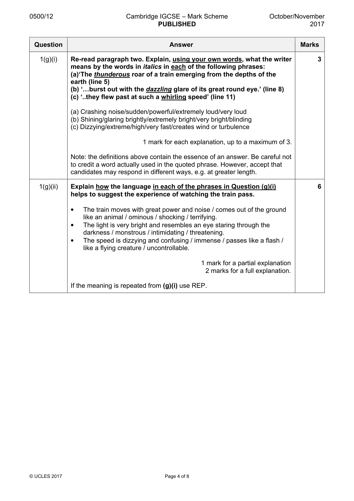 Mark scheme, page 4 of 8