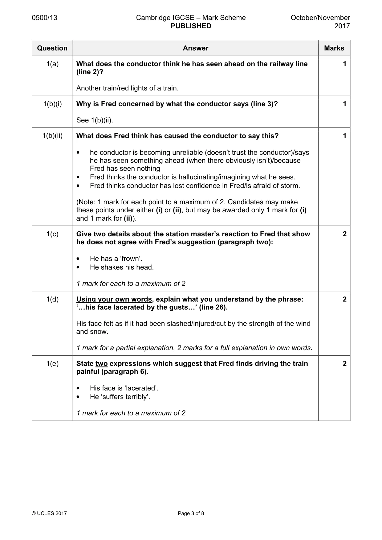 Mark scheme, page 3 of 8