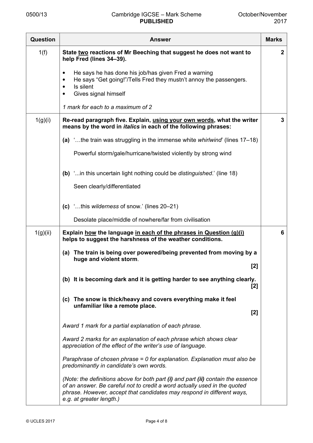 Mark scheme, page 4 of 8