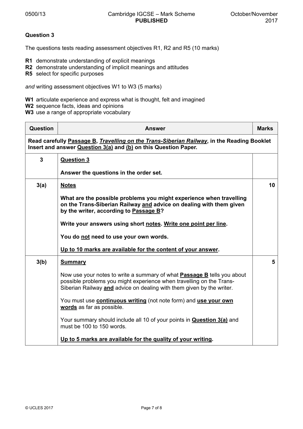 Mark scheme, page 7 of 8