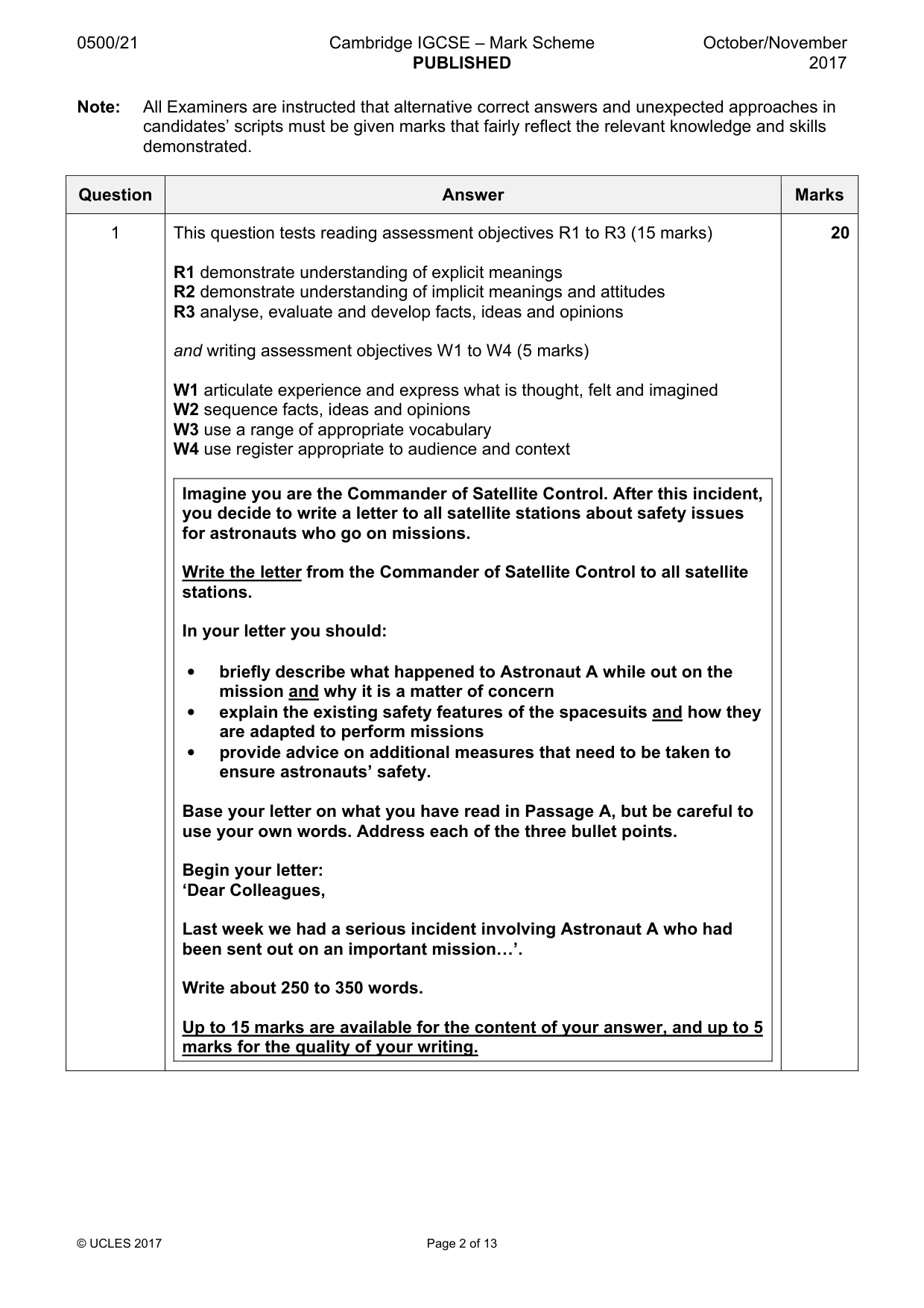Mark scheme, page 2 of 13